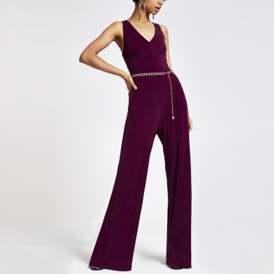 purple playsuit river island