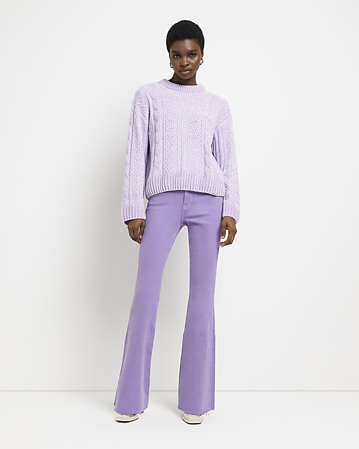 Purple chenille cable knit jumper