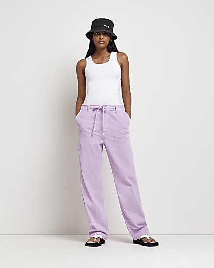 Purple corduroy wide leg trousers