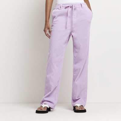 Purple corduroy wide leg trousers 