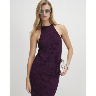 Purple Crochet Halter Top