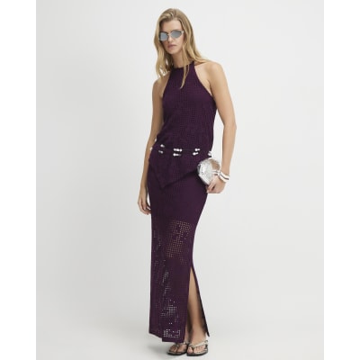 Purple Crochet Maxi Skirt