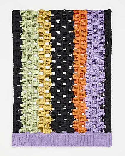 Purple crochet striped scarf