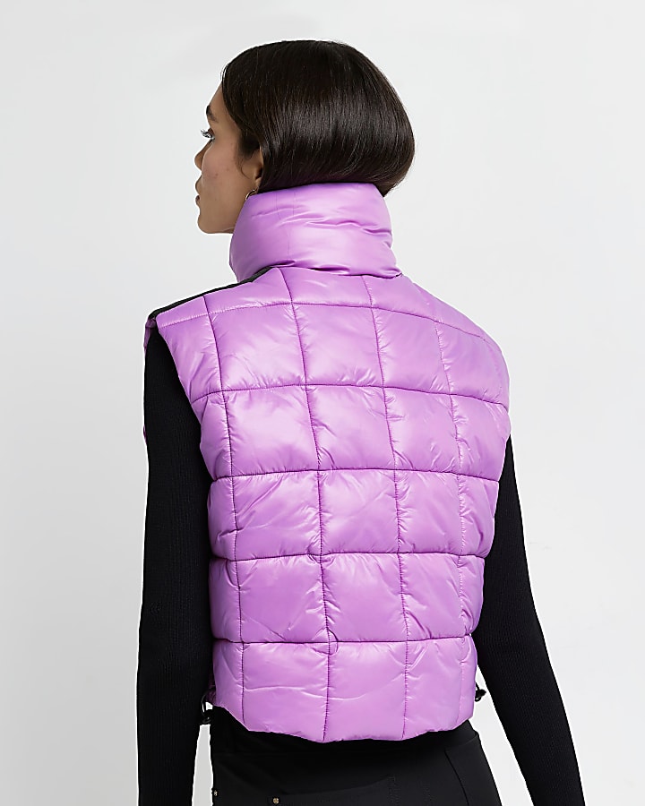 Purple cropped padded gilet