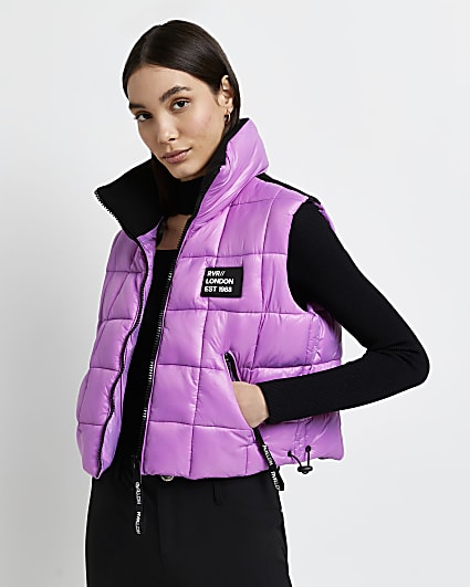 Purple cropped padded gilet