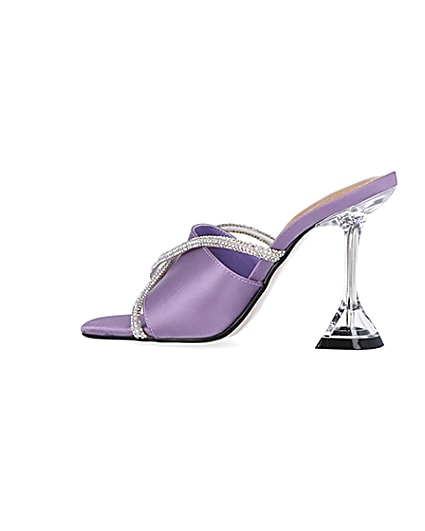 360 degree animation of product Purple diamante perspex heeled mules frame-4