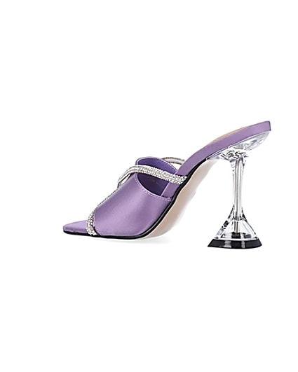 360 degree animation of product Purple diamante perspex heeled mules frame-5