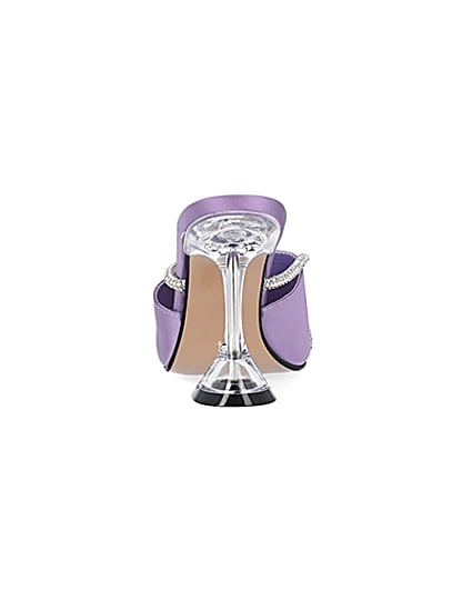 360 degree animation of product Purple diamante perspex heeled mules frame-9