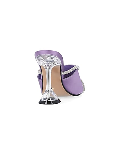 360 degree animation of product Purple diamante perspex heeled mules frame-10