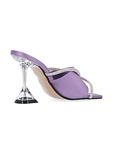 360 degree animation of product Purple diamante perspex heeled mules frame-13