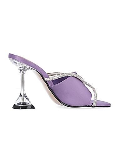 360 degree animation of product Purple diamante perspex heeled mules frame-14