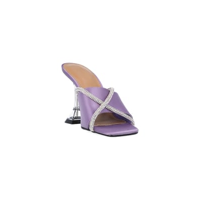 360 degree animation of product Purple diamante perspex heeled mules frame-19