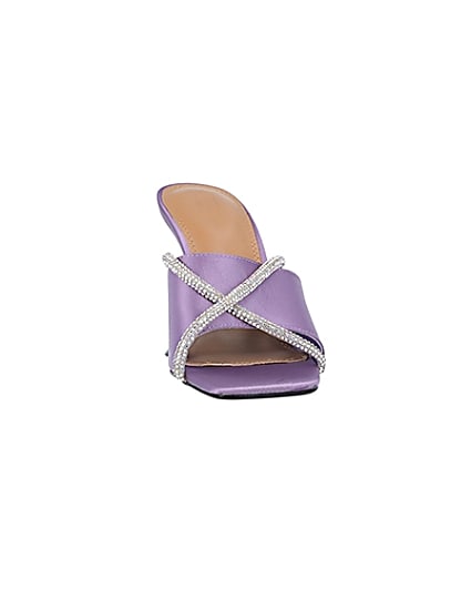 360 degree animation of product Purple diamante perspex heeled mules frame-20