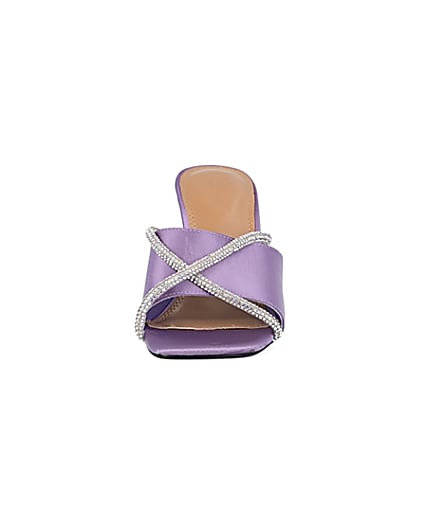 360 degree animation of product Purple diamante perspex heeled mules frame-21