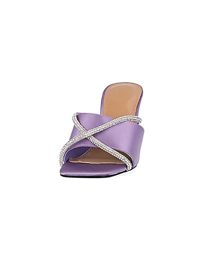 360 degree animation of product Purple diamante perspex heeled mules frame-22