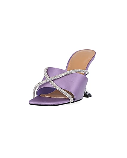 360 degree animation of product Purple diamante perspex heeled mules frame-23