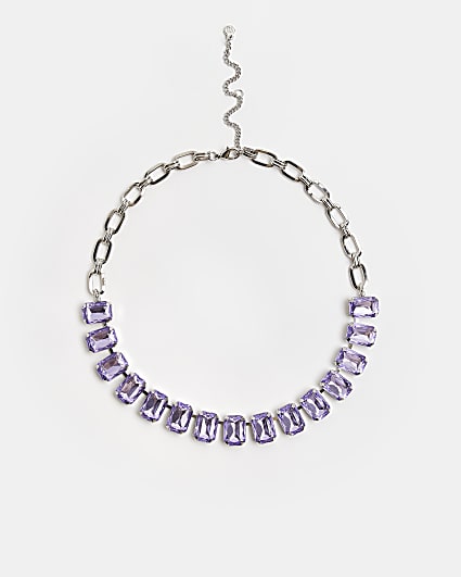 Purple embellished necklace
