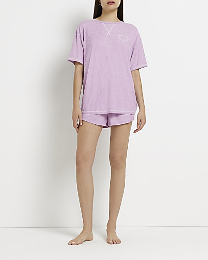 Purple embroidered pyjama top