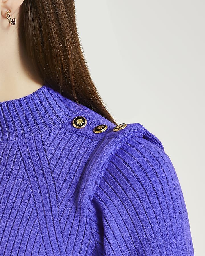 Purple extended shoulder knit jumper