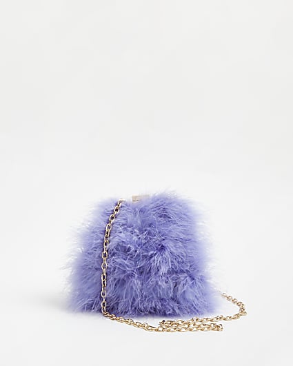 Purple feather shoulder bag