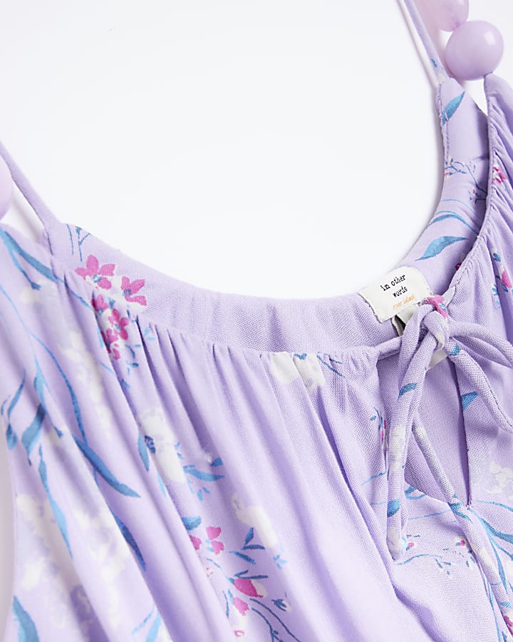 Purple floral cami mini dress