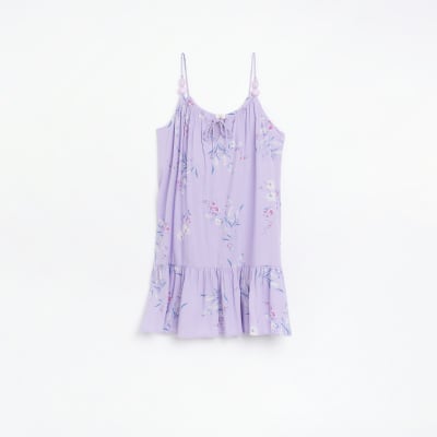 Purple floral cami mini dress