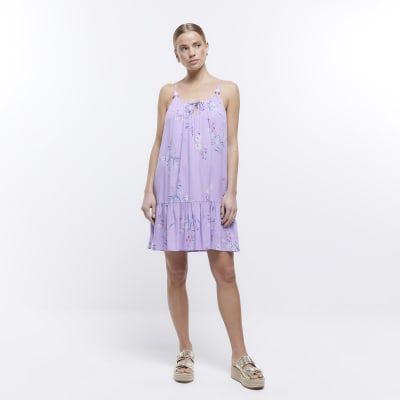 Purple floral cami mini dress