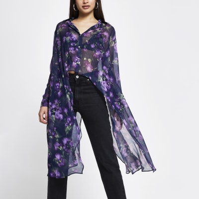 purple floral frill maxi dress river island