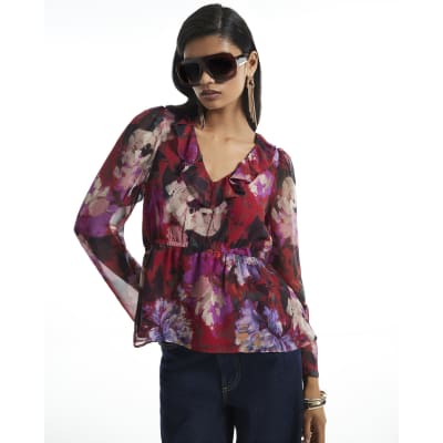 Floral Printed Ruffle Blouse