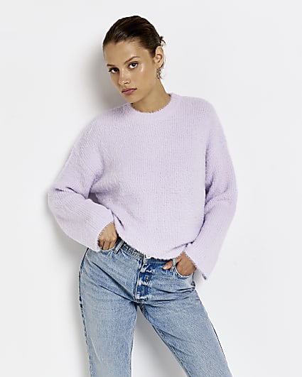 Purple fluffy long sleeve jumper