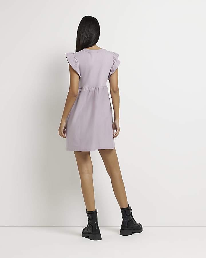 Purple frill t-shirt mini dress