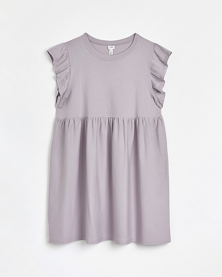 Purple frill t-shirt mini dress
