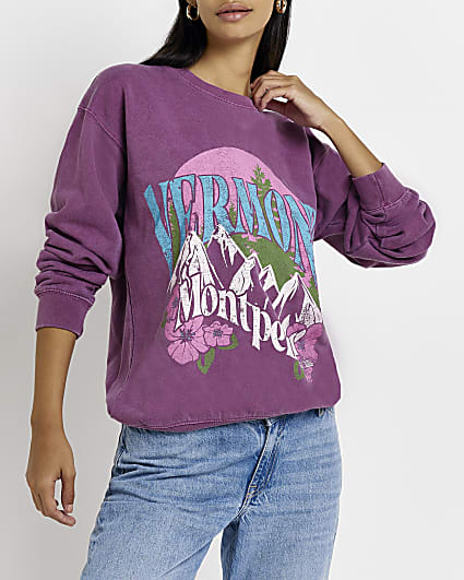 Purple graphic print sweatshirt