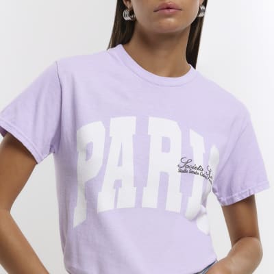 Purple graphic print t-shirt | River Island