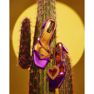 Purple Heart Heeled Mule Sandals
