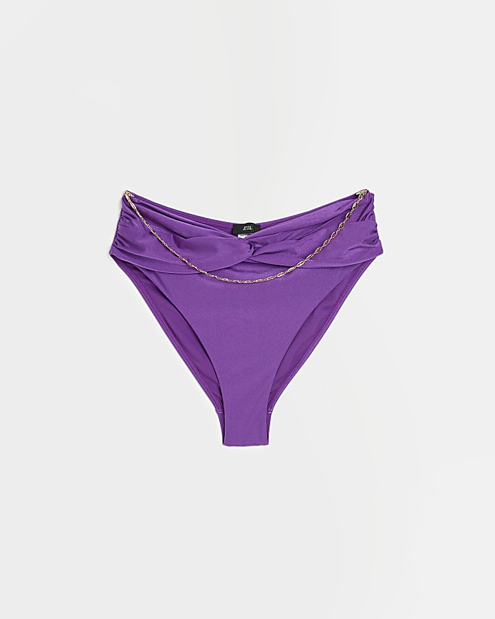 Purple high waisted bikini bottoms