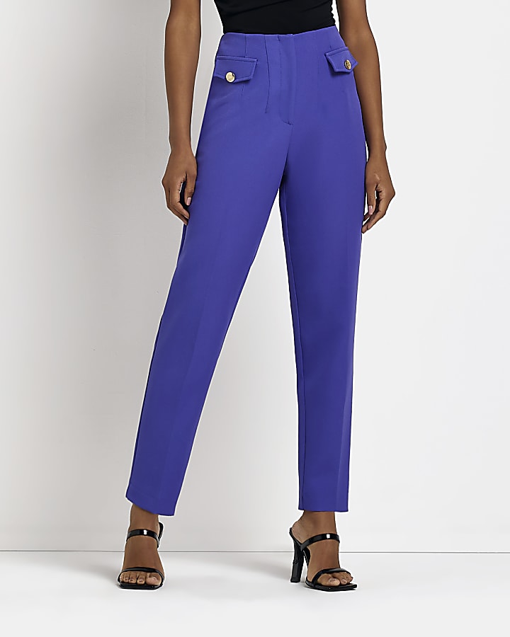 Purple high waisted cigarette trousers