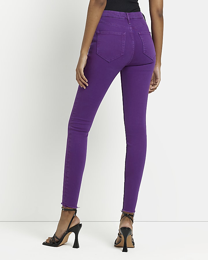 Purple high waisted skinny jeans