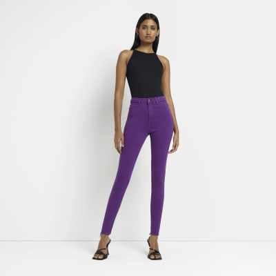Purple high waisted skinny jeans | River Island