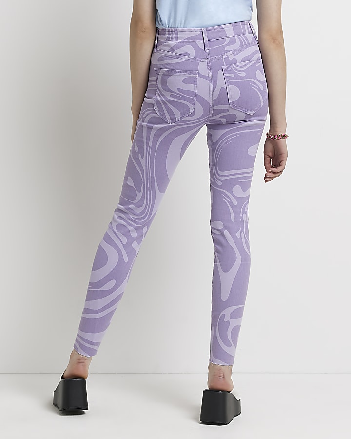 Purple high waisted skinny jeans