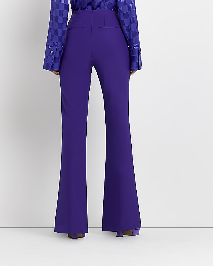 Purple high waisted straight trousers