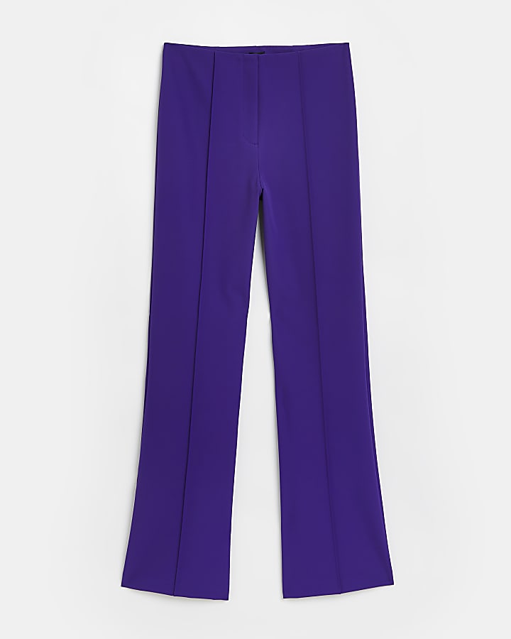 Purple high waisted straight trousers