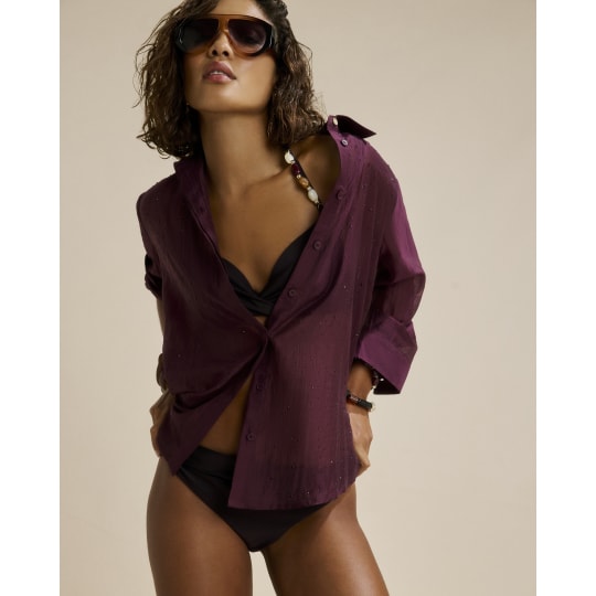 River Island Purple Hot Fix Beach Shirt