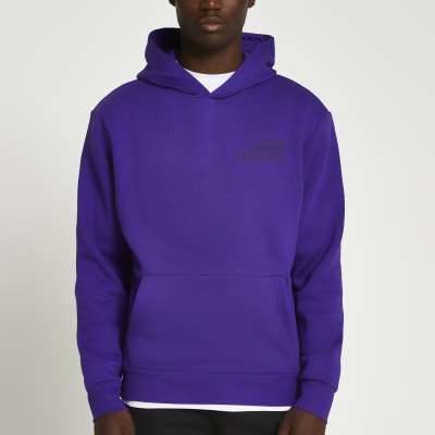 Purple Japanese back print slim fit hoodie | River Island