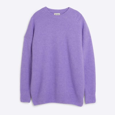 Purple knit oversized jumper River Island