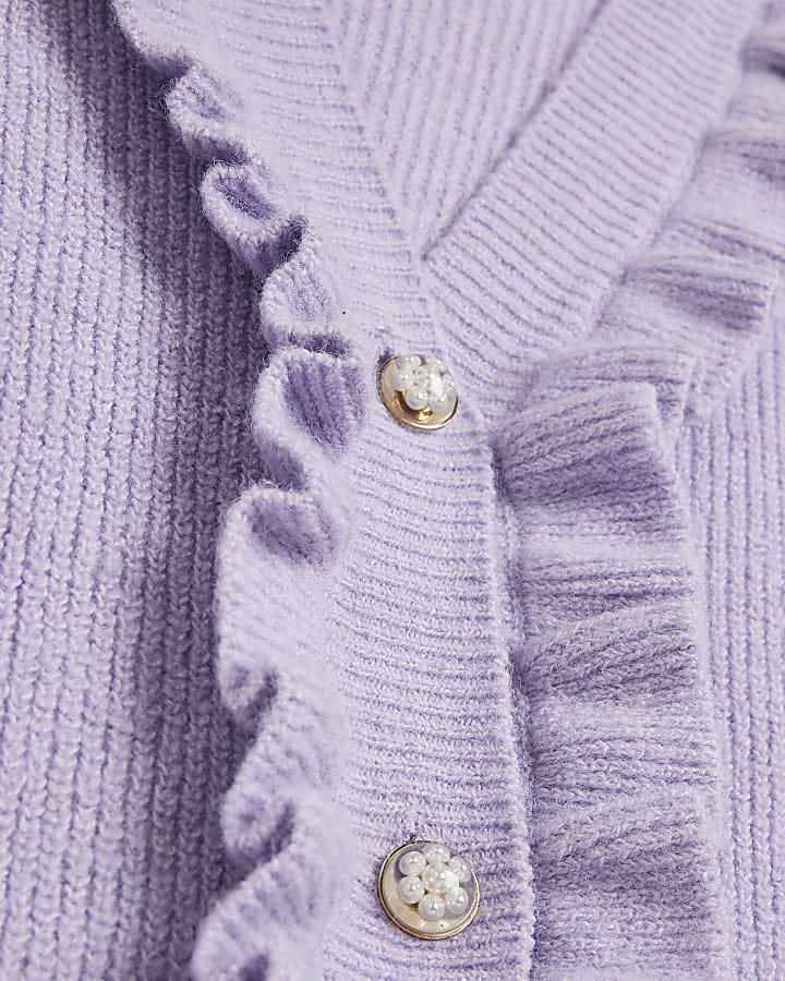 Purple knitted frill cardigan