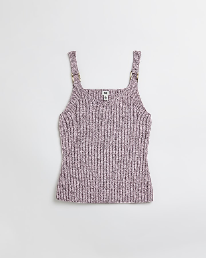 Purple knitted vest top
