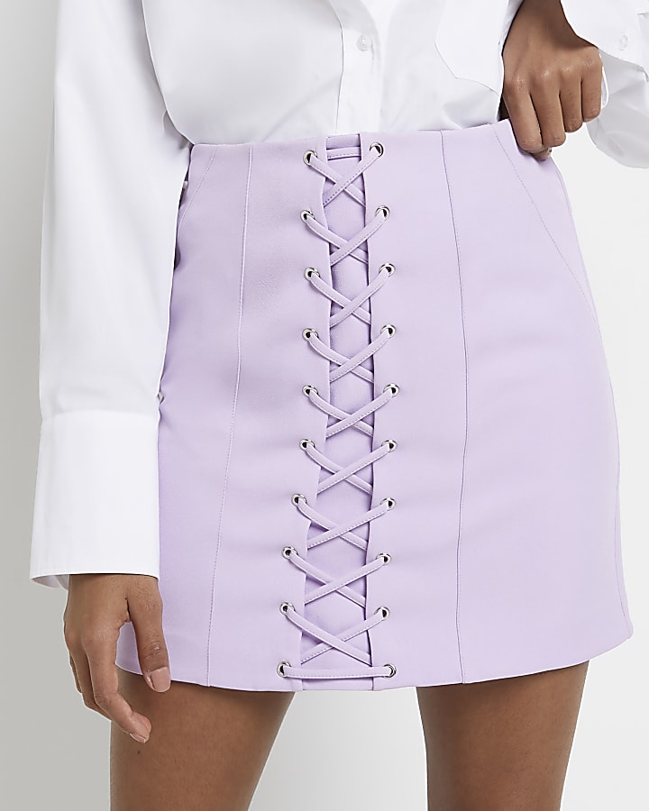 Purple lace up mini skirt
