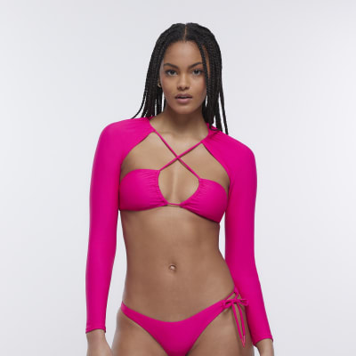 Purple Long Sleeve Bikini Top River Island 9621