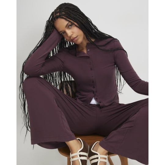 River Island Purple Long Sleeve Soft Touch Top